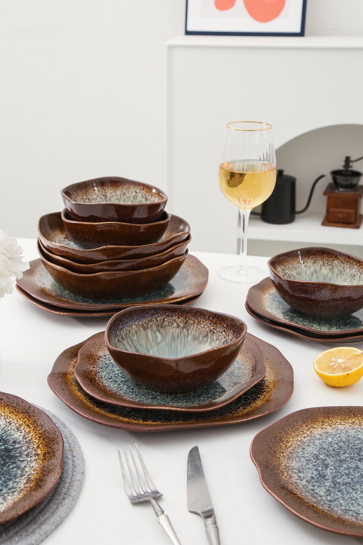 Espresso Stone 16-Piece Organic Dinnerware Set