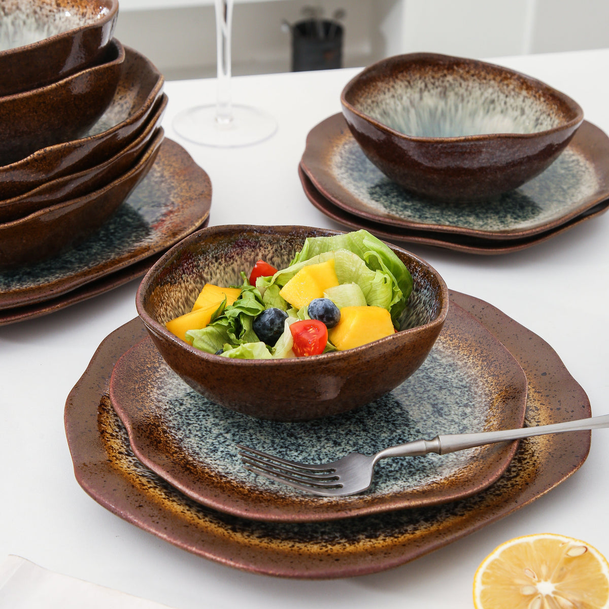 Espresso Stone 16-Piece Organic Dinnerware Set