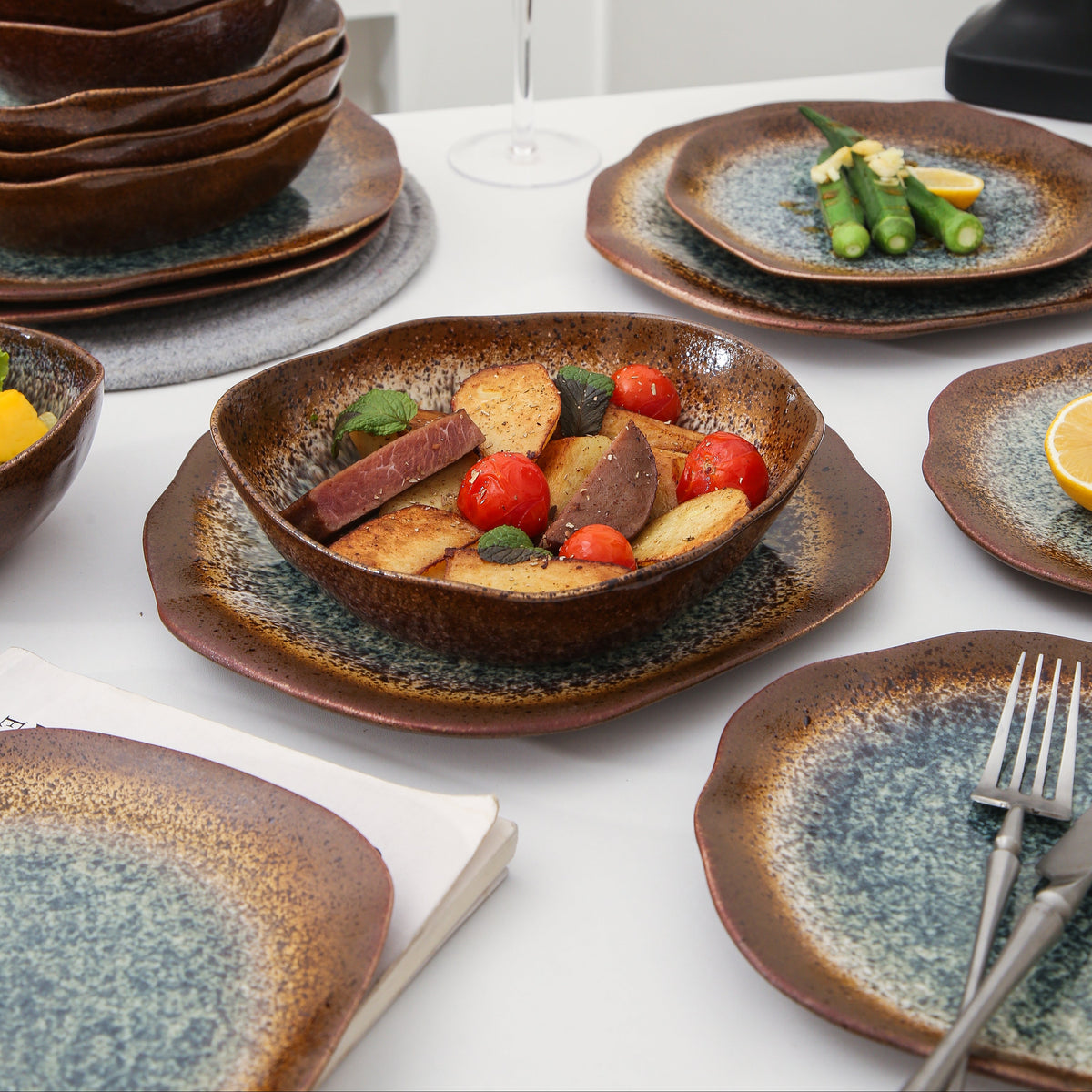 Espresso Stone 16-Piece Organic Dinnerware Set