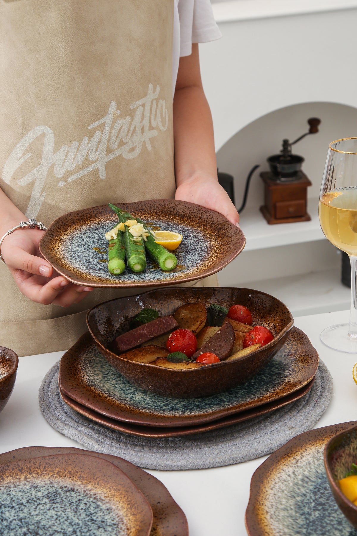 Espresso Stone 16-Piece Organic Dinnerware Set