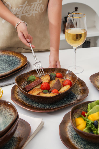 Espresso Stone 16-Piece Organic Dinnerware Set