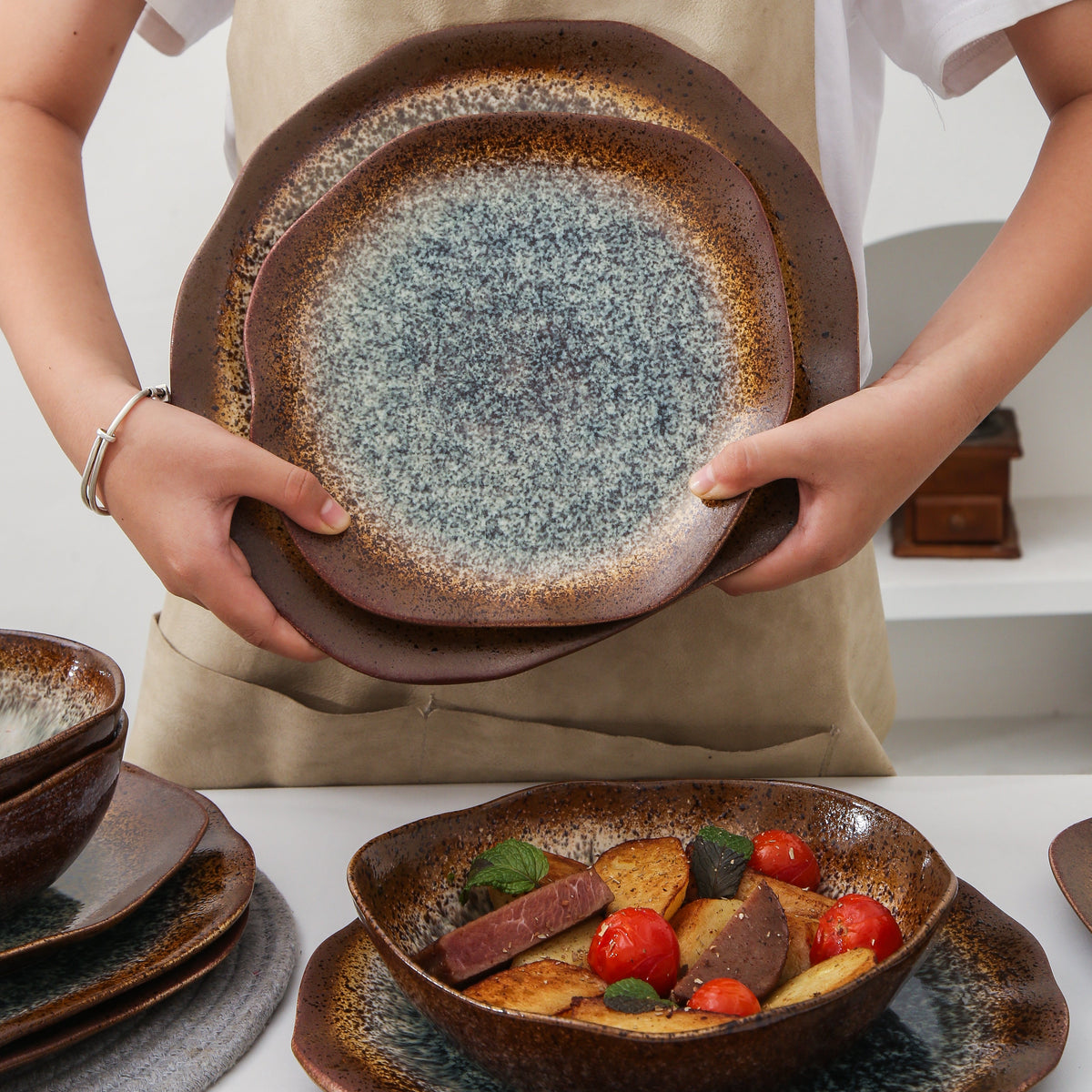 Espresso Stone 16-Piece Organic Dinnerware Set