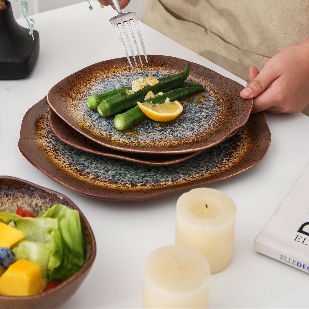 Espresso Stone 16-Piece Organic Dinnerware Set