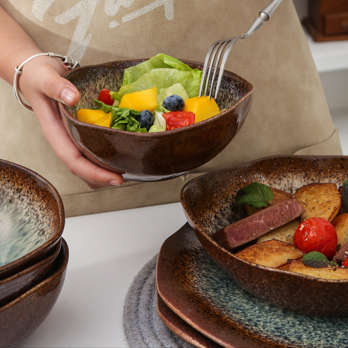 Espresso Stone 16-Piece Organic Dinnerware Set