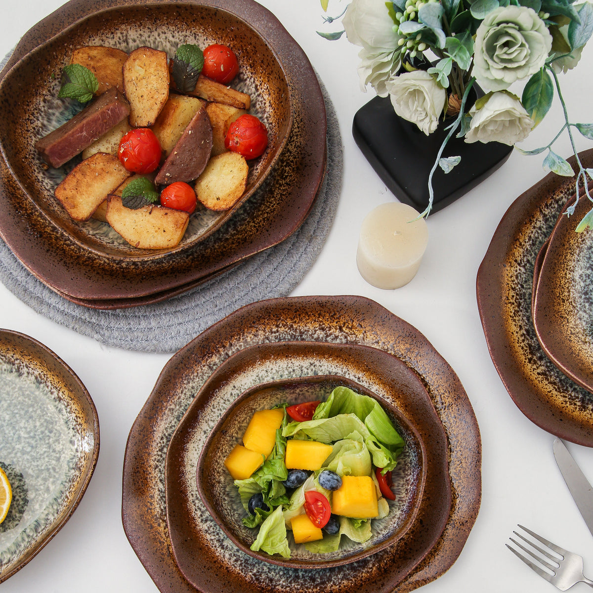 Espresso Stone 16-Piece Organic Dinnerware Set
