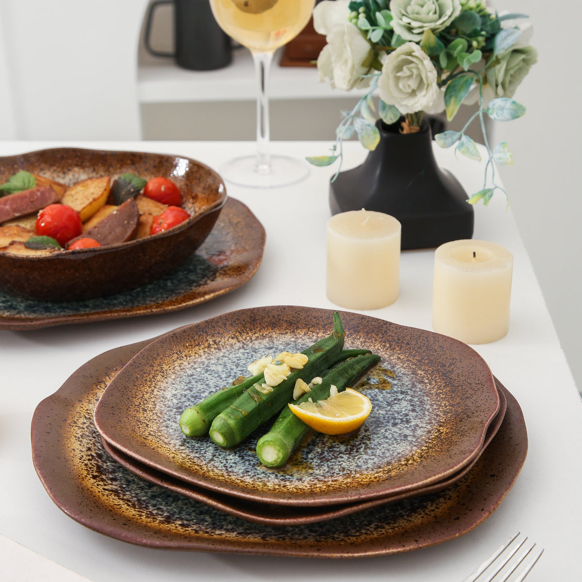 Espresso Stone 16-Piece Organic Dinnerware Set