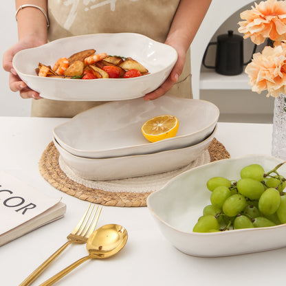 Pearl White Oval Plate Set