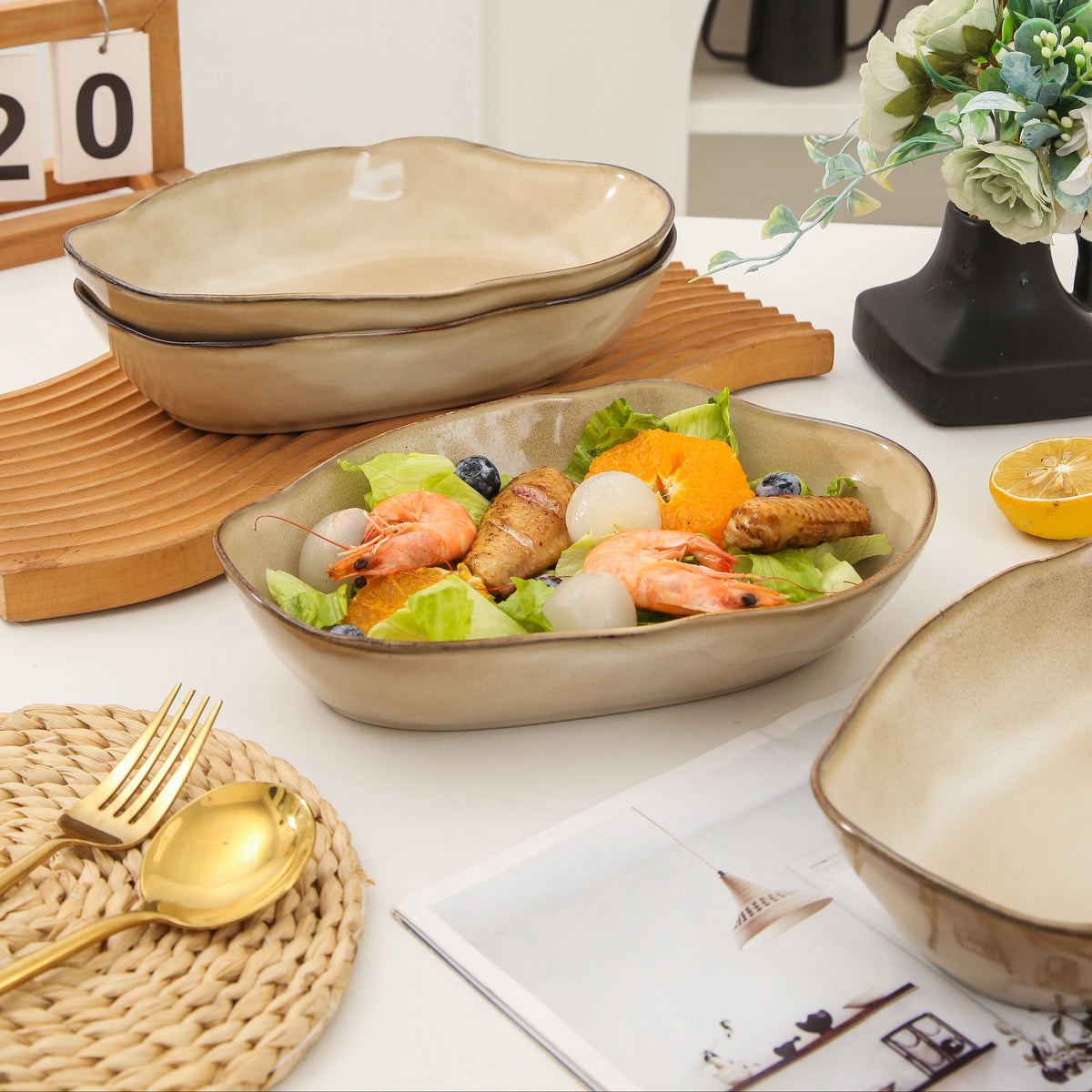 Crema Organic Oval Plate Set