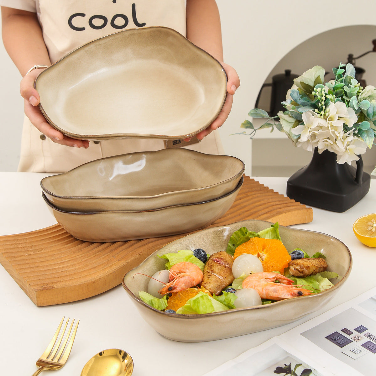 Crema Organic Oval Plate Set