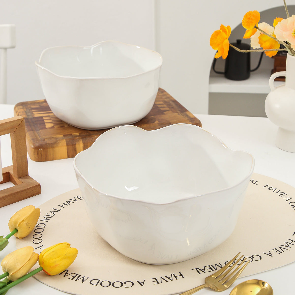 Pearl White Organic Deep Bowl Set
