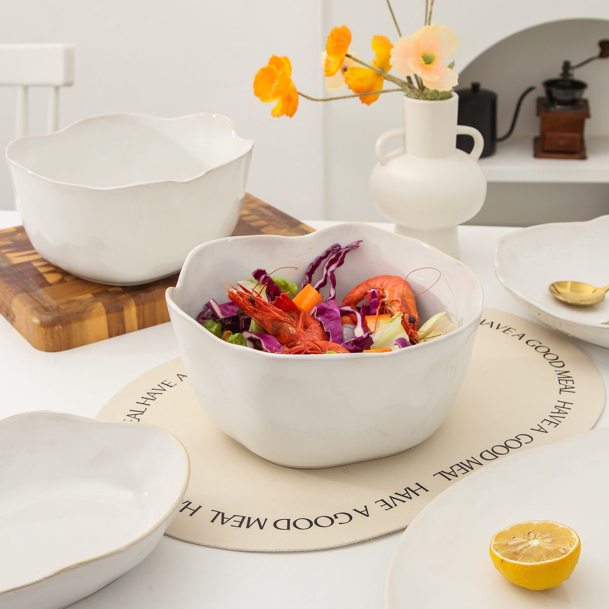 Pearl White Organic Deep Bowl Set