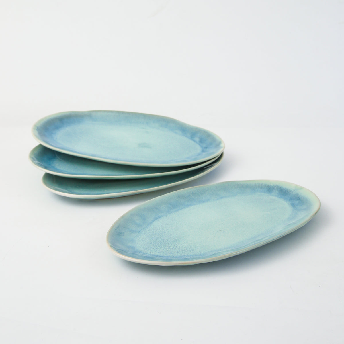Aqua Blue Organic Serving Platter Set