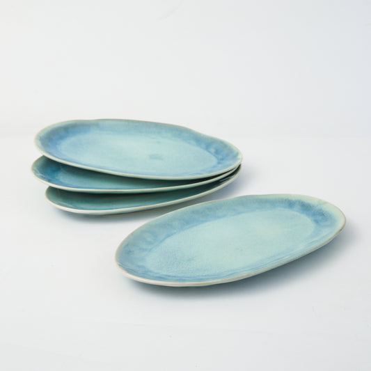 Aqua Blue Organic Serving Platter Set