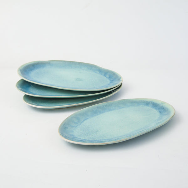 Aqua Blue Organic Serving Platter Set