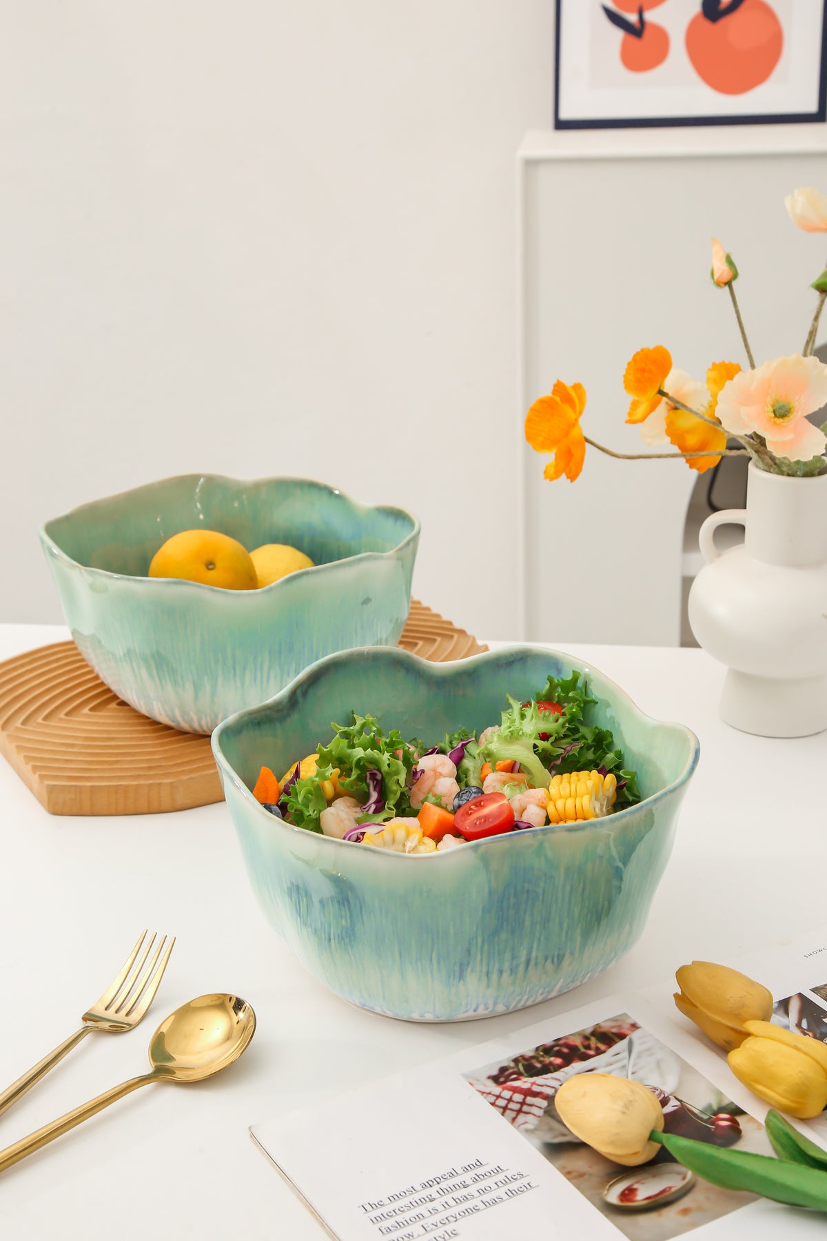 Aqua Blue Organic Deep Bowl Set
