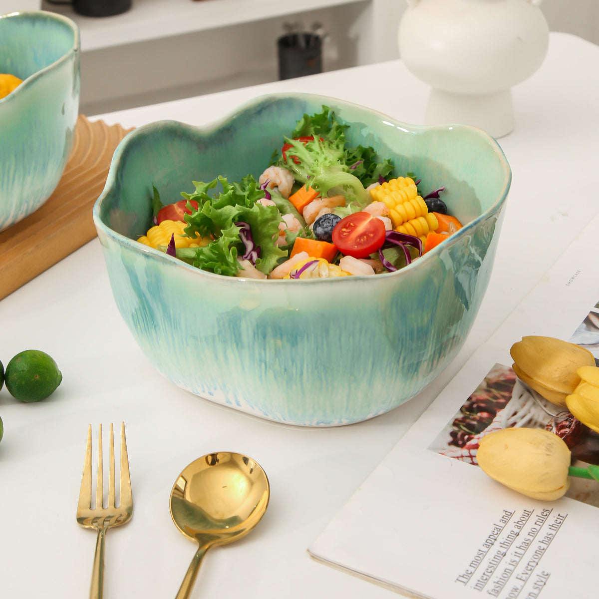 Aqua Blue Organic Deep Bowl Set
