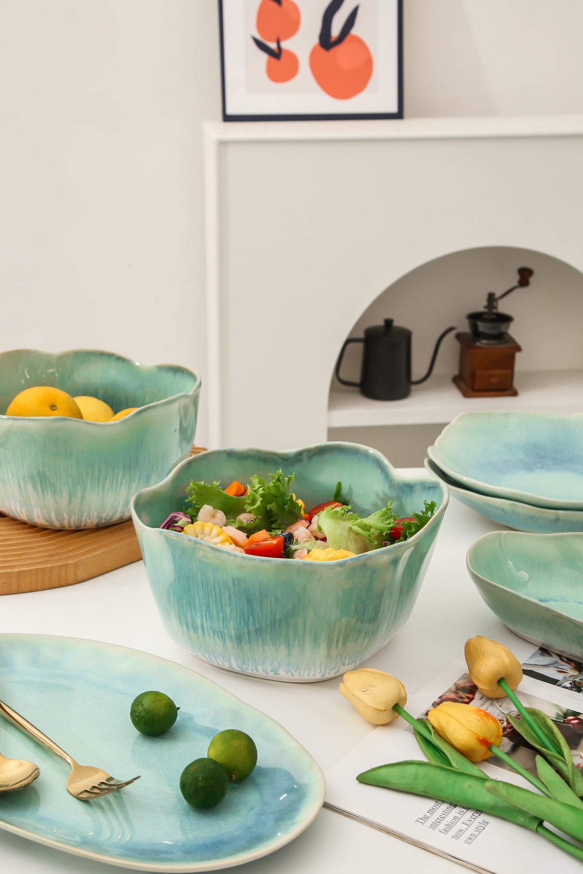 Aqua Blue Organic Deep Bowl Set
