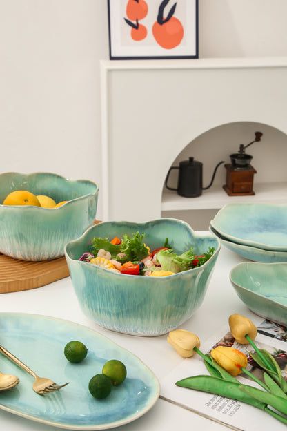 Aqua Blue Organic Deep Bowl Set