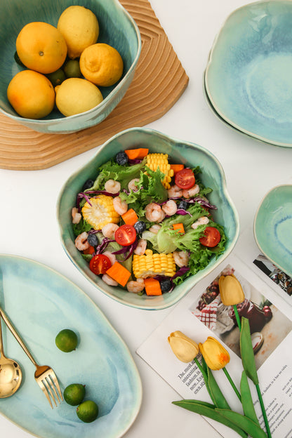 Aqua Blue Organic Deep Bowl Set