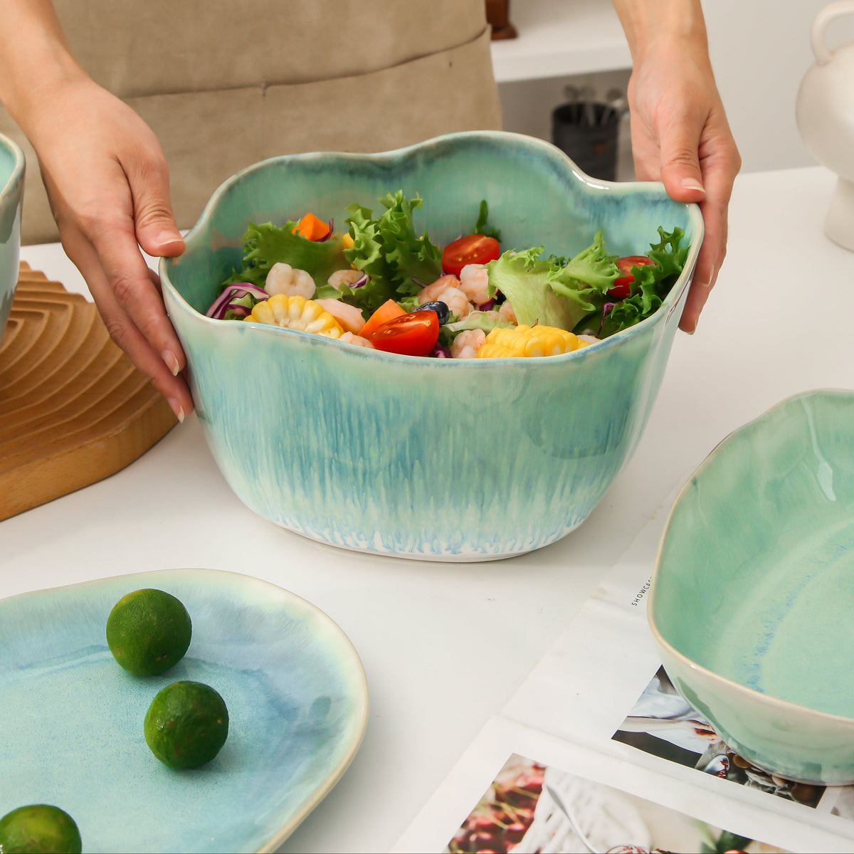 Aqua Blue Organic Deep Bowl Set