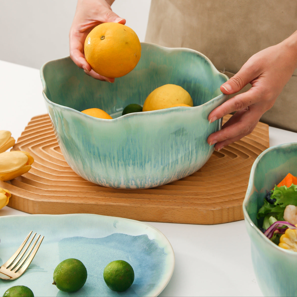 Aqua Blue Organic Deep Bowl Set