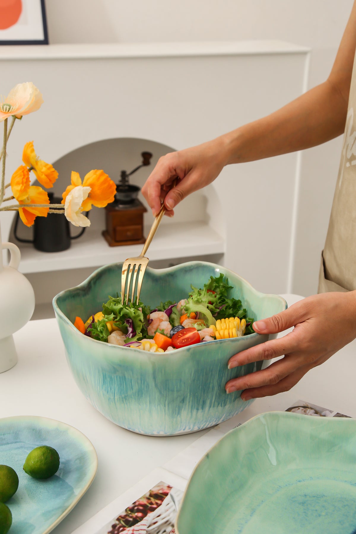 Aqua Blue Organic Deep Bowl Set