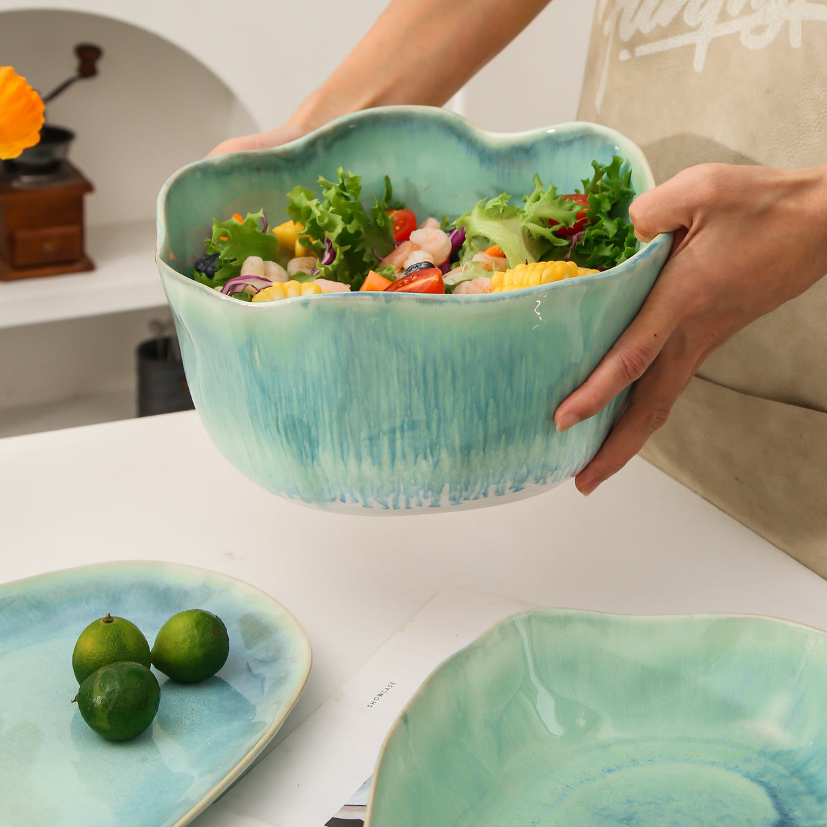 Aqua Blue Organic Deep Bowl Set