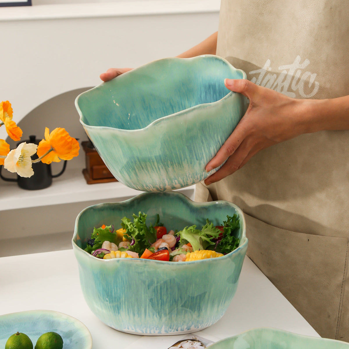 Aqua Blue Organic Deep Bowl Set