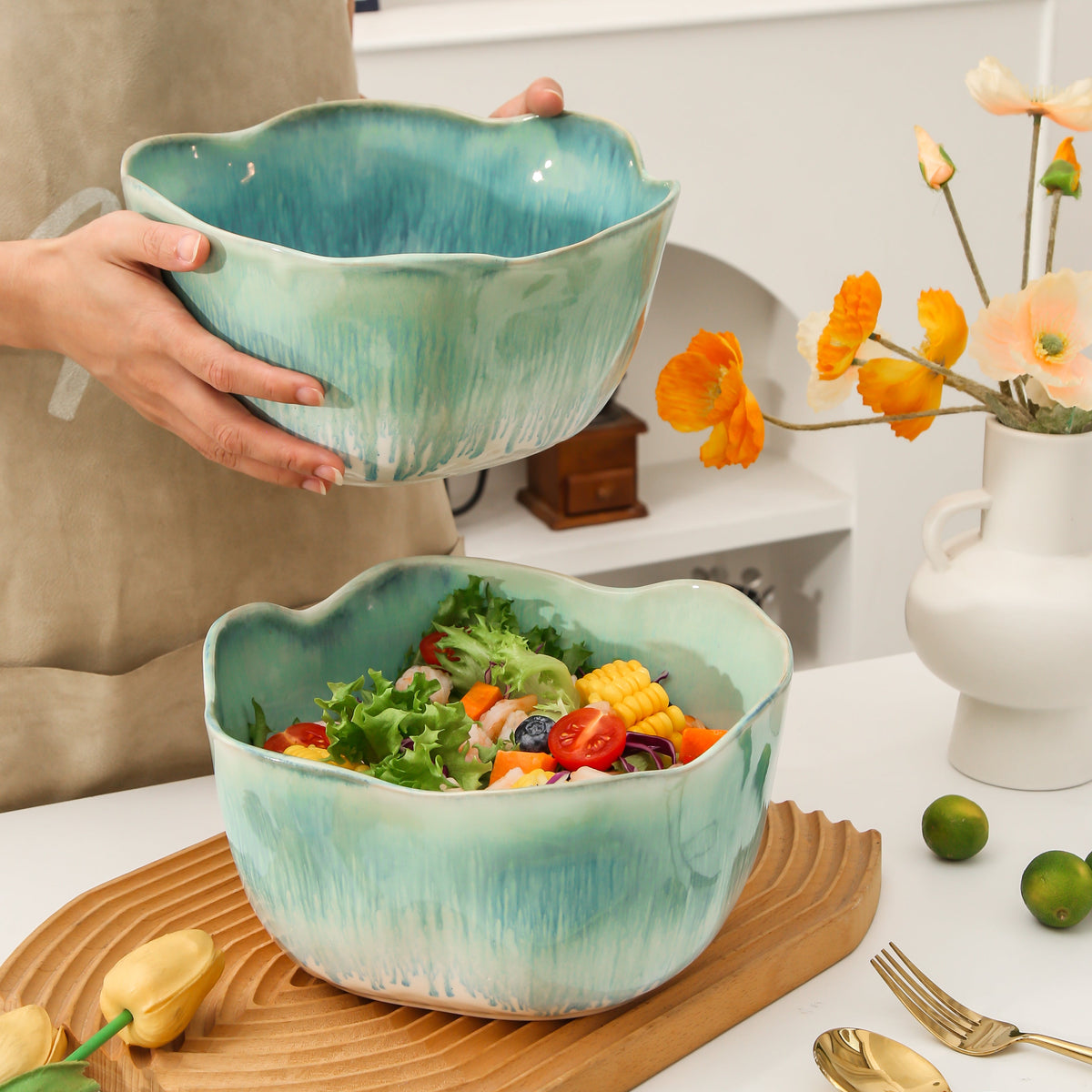 Aqua Blue Organic Deep Bowl Set