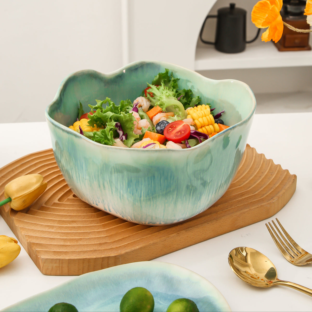 Aqua Blue Organic Deep Bowl Set