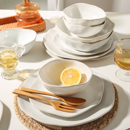 Pearl White 16-Piece Organic Dinnerware Set