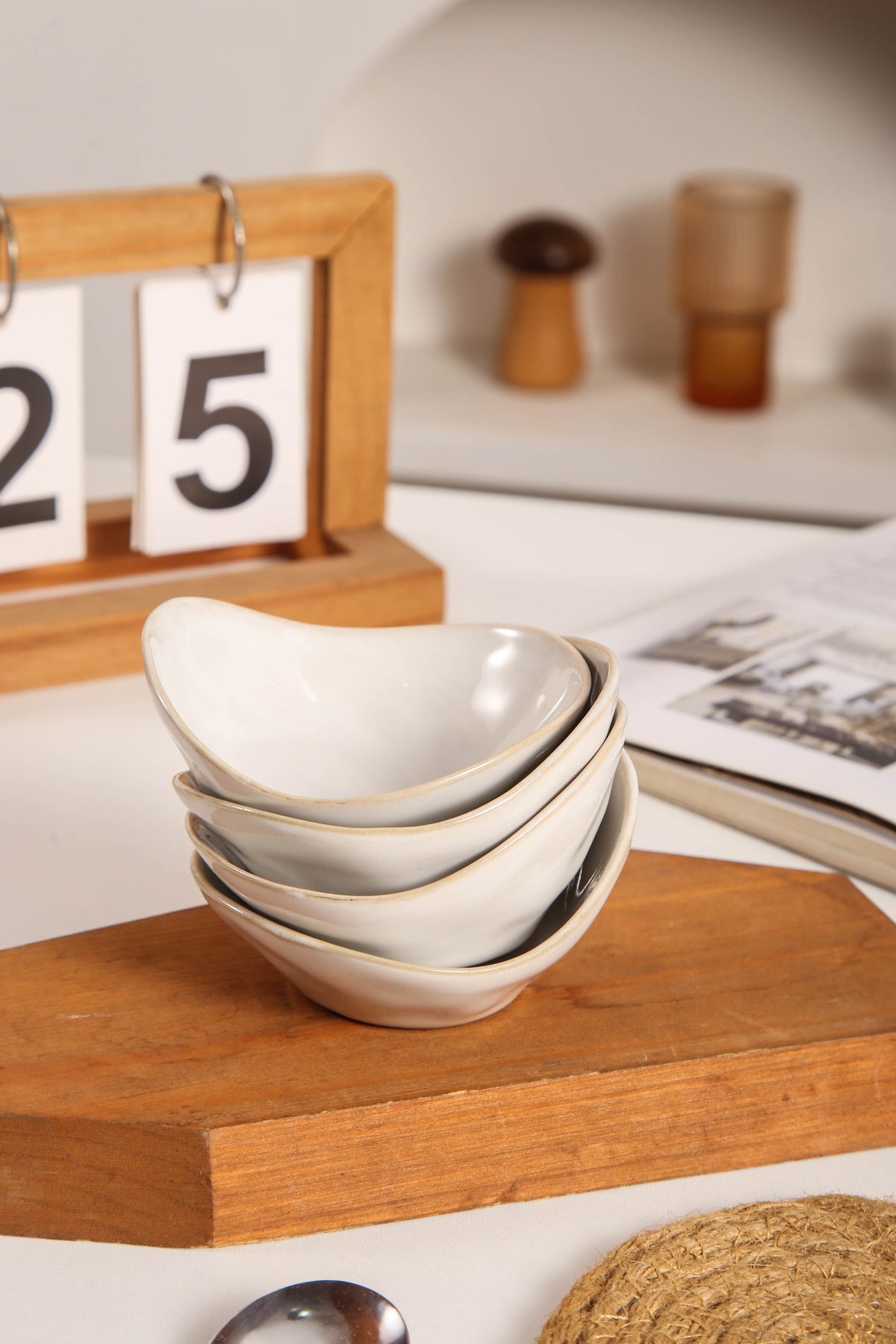 Pearl White Organic Pinch Bowl Set