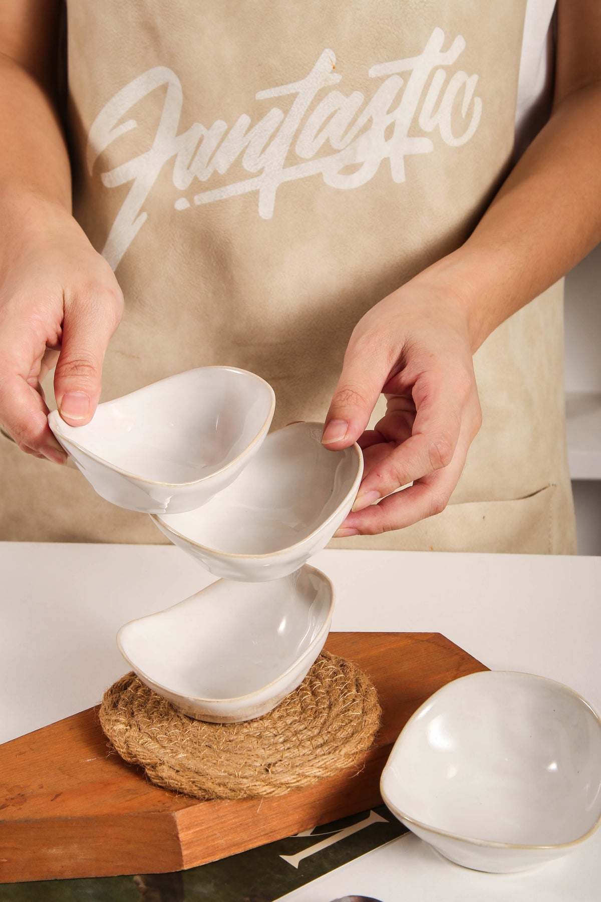 Pearl White Organic Pinch Bowl Set