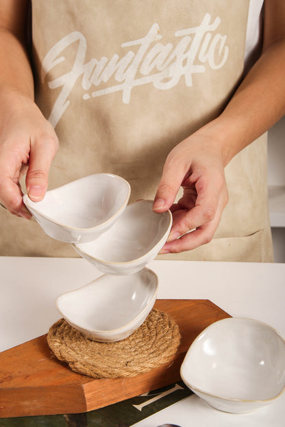 Pearl White Organic Pinch Bowl Set