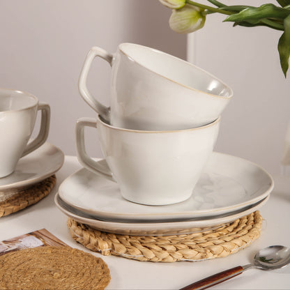 Pearl White Large Cup & Saucer Set