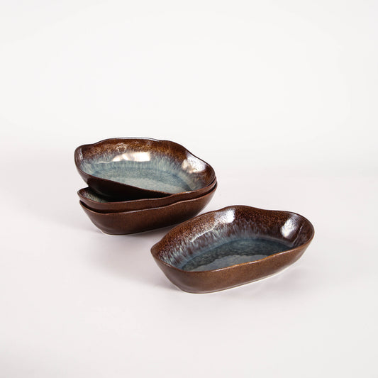 Espresso Stone Organic Oval Plate Set