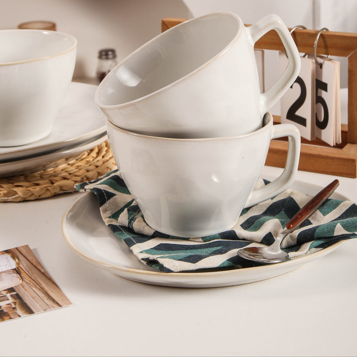 Pearl White Large Cup & Saucer Set