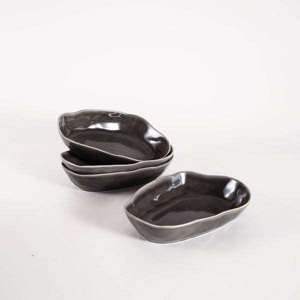 Royal Graphite Organic Oval Plate Set
