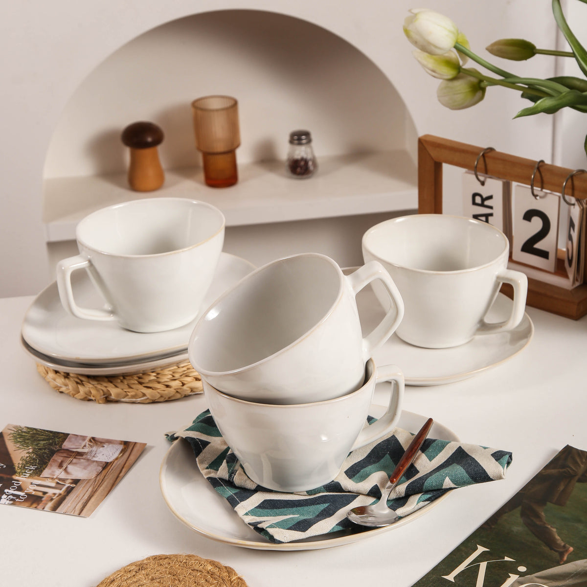 Pearl White Large Cup & Saucer Set