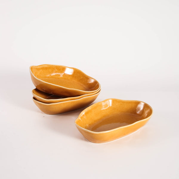 Golden Amber Organic Oval Plate Set