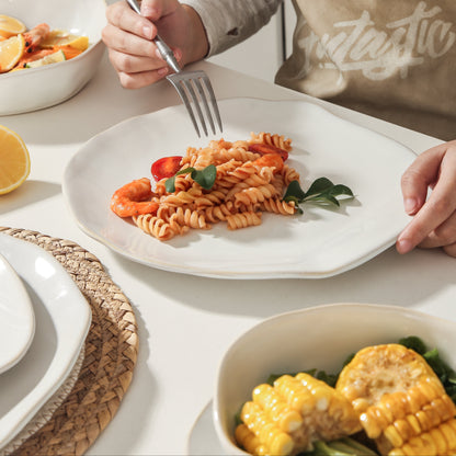 Pearl White 16-Piece Organic Dinnerware Set