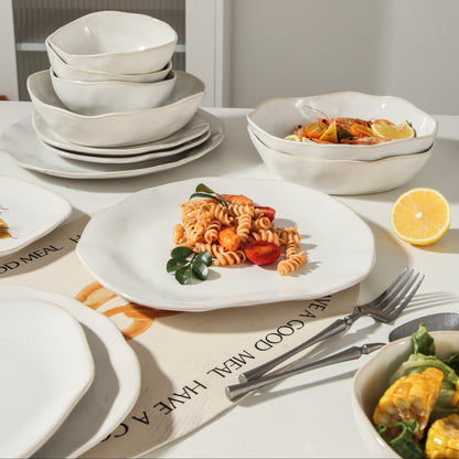 Pearl White 16-Piece Organic Dinnerware Set