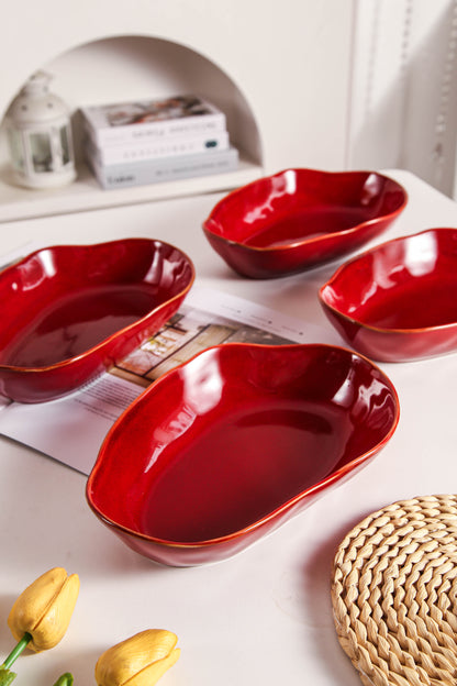 Garnet Rouge Organic Oval Plate Set