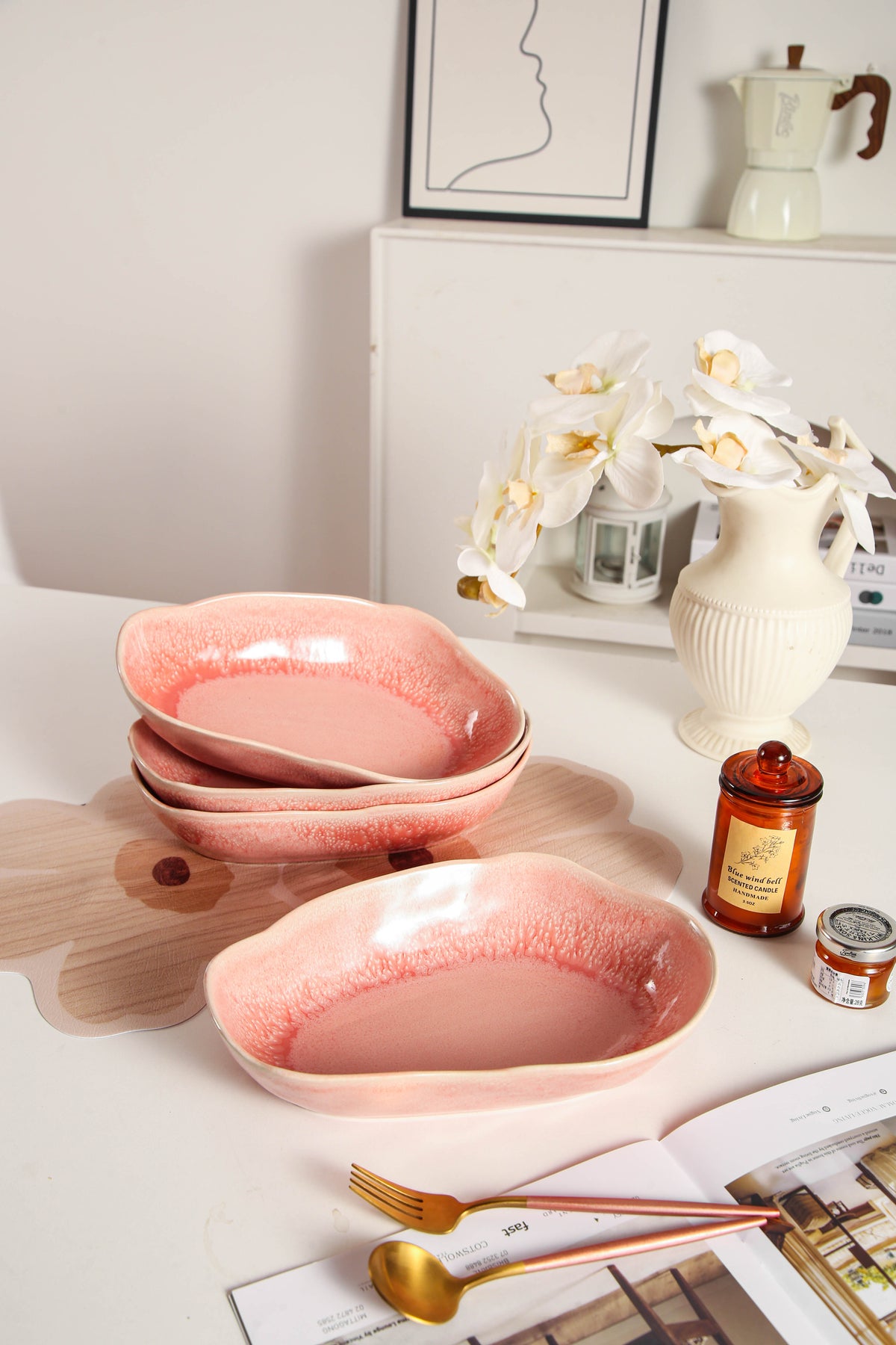 Rose Pink Organic Oval Plate Set