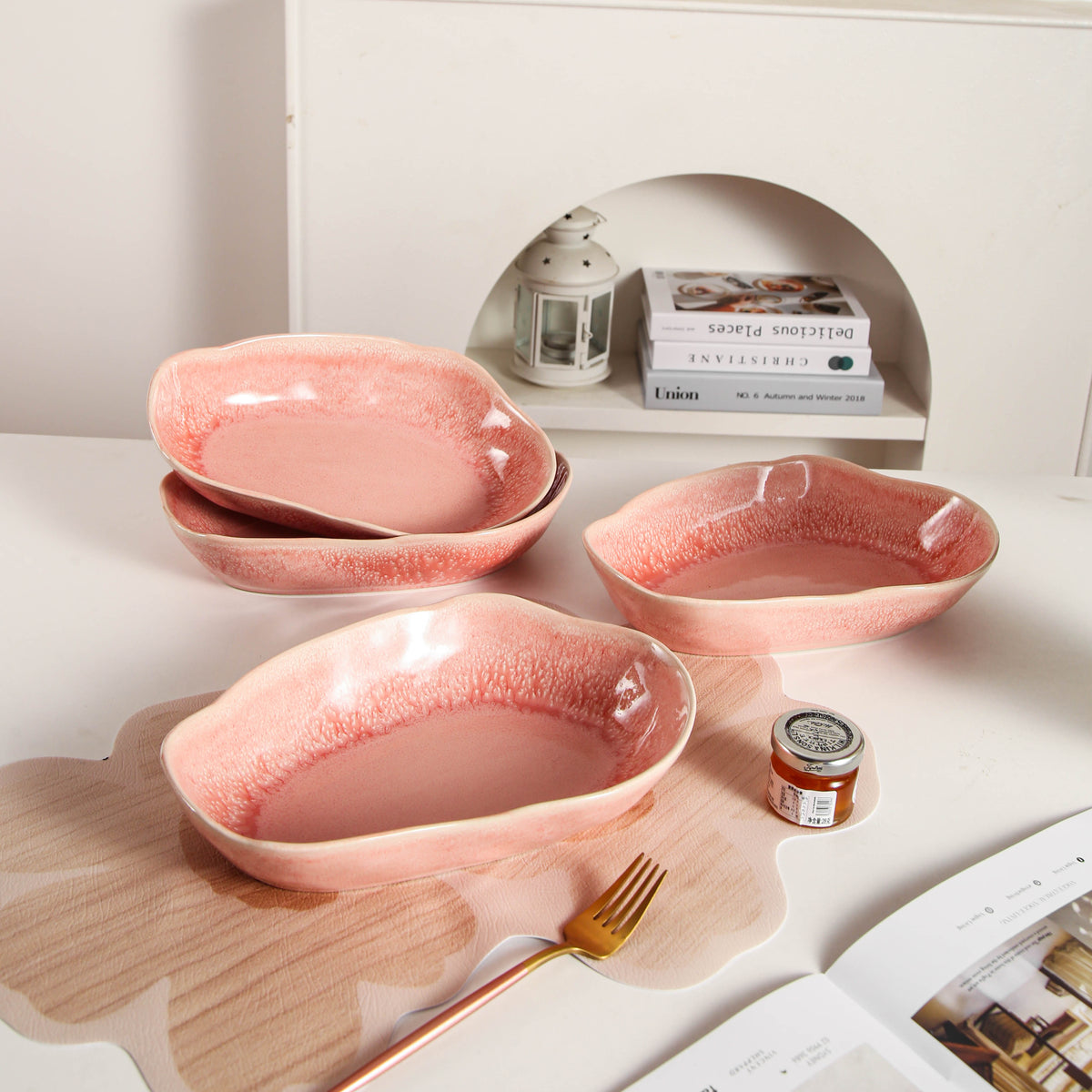 Rose Pink Organic Oval Plate Set
