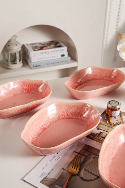 Rose Pink Organic Oval Plate Set