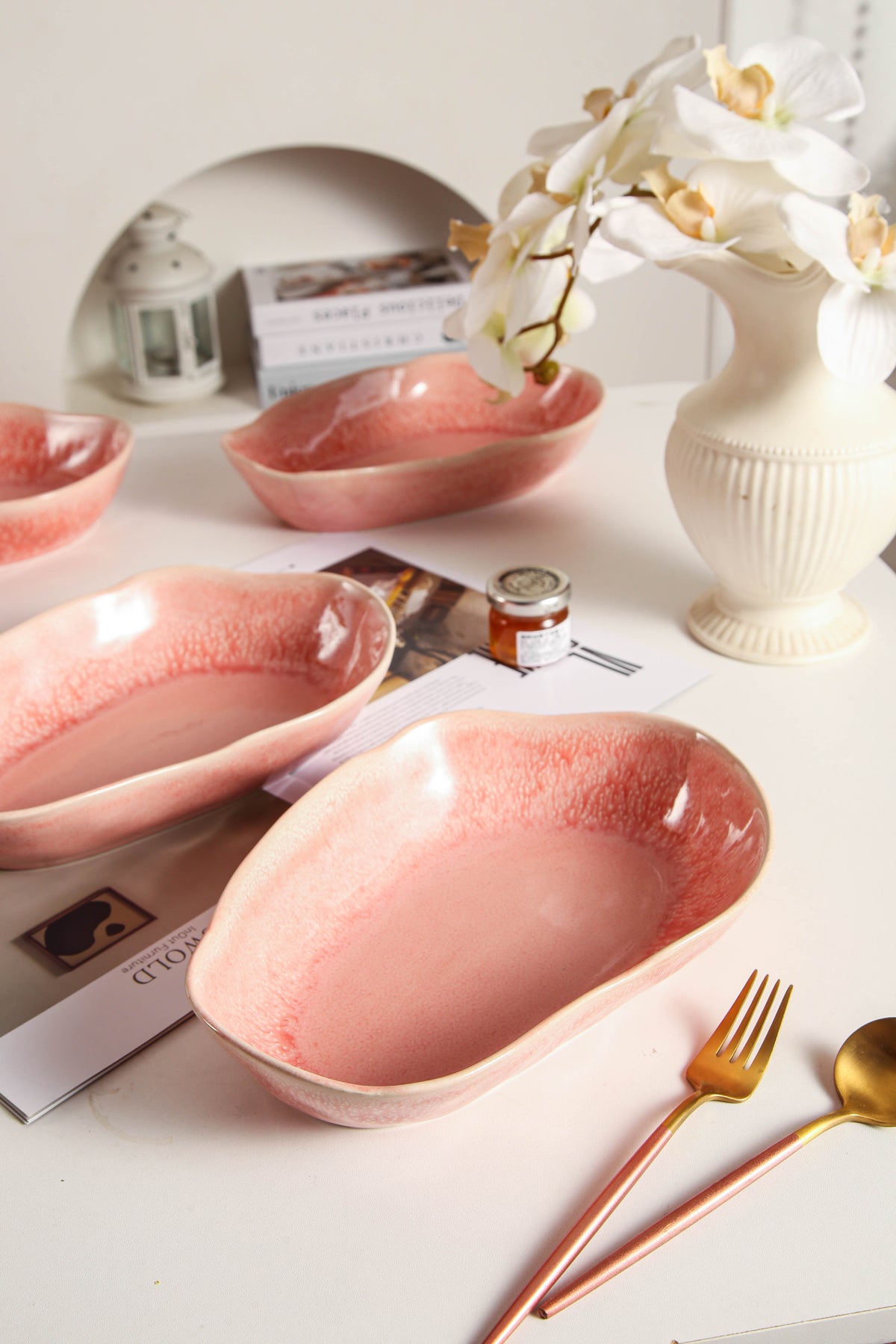 Rose Pink Organic Oval Plate Set