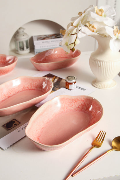Rose Pink Organic Oval Plate Set