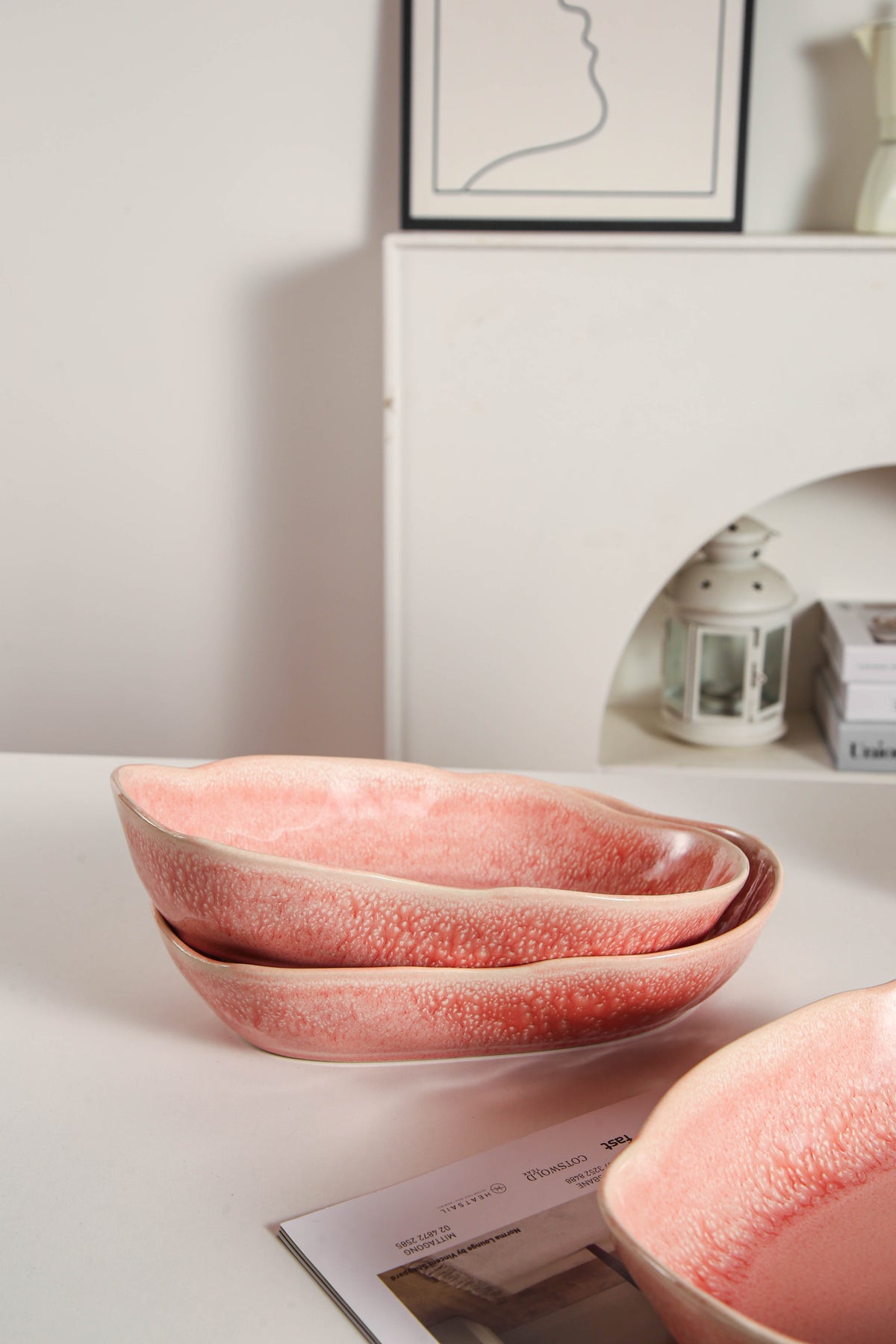 Rose Pink Organic Oval Plate Set