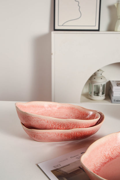 Rose Pink Organic Oval Plate Set
